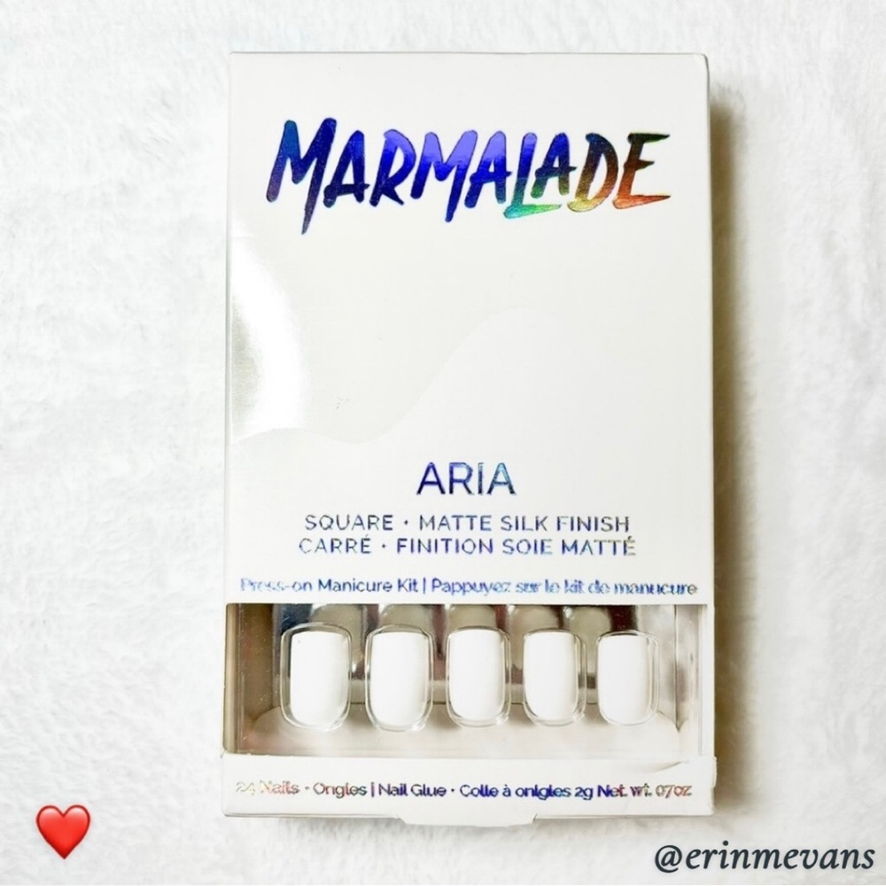 Marmalade Aria Coffin Matte White Press On Nail Kit New Clearance